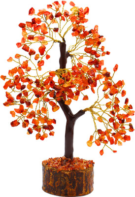 VIBESLE Carnelian Chakra Crystal Tree Bonsai Money Tree for Good Luck Tree Decorative Showpiece  -  23 cm(Stone, Red)