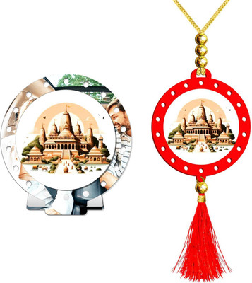 SANBIA Ayodhya Saketa Ramjanmabhoomi Kosalapuri Car Dashboard Idol & Car Hanging Combo Decorative Showpiece  -  8 cm(Plastic, Multicolor, Silver)