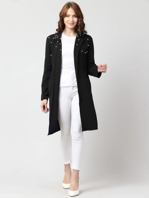 SAKSHI TRADER Solid, Embellished Single Breasted Casual Women Blazer(Black)