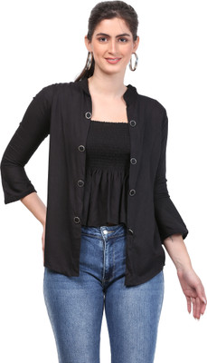 Kid's Yuga Girls Casual Rayon A-line Top(Black, Pack of 1)