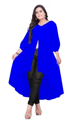 bindudi Women Solid Ethnic Dress Kurta(Blue)