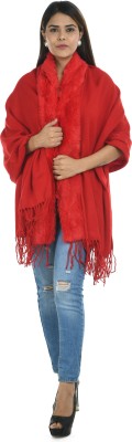 Life and style Wool Solid Women Shawl(Red)