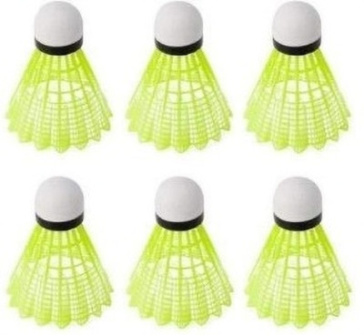 Forgesy BADMINTON shuttles (Pack of 6pcs) Nylon Shuttle  - Green(Medium Fast, 78, Pack of 6)
