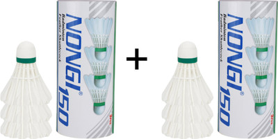 Nongi Badminton Feather Shuttlecock 2 BOX for indoor and outdoor sports Feather Shuttle  - White(Medium, 77, Pack of 6)
