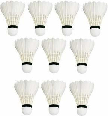ANITAB Shuttlecock Pack of 10 Feather Shuttle Cock (White R-10) Feather Shuttle  - White(Fast, 79, Pack of 10)