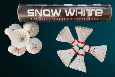 NIMBOLIYA SNOW WHITE Premium Feather Shuttlecock Feather Shuttle  - White(Medium Fast, 78, Pack of 10)