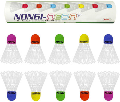 Nongi Neon Plus Colored Cork Plastic Shuttle  - White(Medium, 77, Pack of 10)