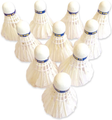 MEKKOKART BlueBell pure feather badminton shuttlecock Feather Shuttle  - White(Medium, 77, Pack of 10)