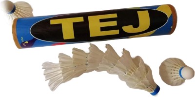 tej Badminton Feather Shuttle  - White(Medium Slow, 76, Pack of 10)