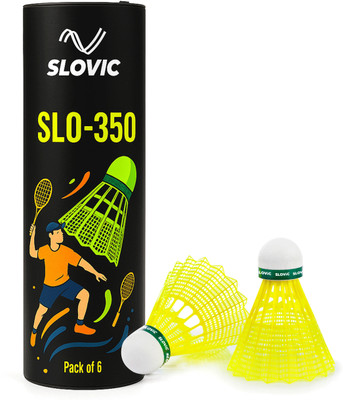 SLOVIC Fast & Accurate Badminton Shuttlecock | Ideal for All Courts | Nylon Shuttle  - Green(Medium Fast, 78, Pack of 6)