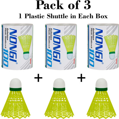 Nongi Badminton Plastic Shuttlecock 3BOX For Indoor And Outdoor Sports Plastic Shuttle – Yellow (Medium, 77, Pack Of 3) For Rs. 99 @ 89% off