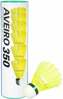 Aveiro Nylon plastic shuttlecock pack of 6 Feather Shuttle Nylon Shuttle - Green(Medium Fast, 78, Pack of 6)