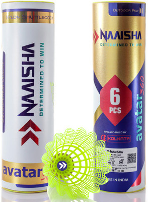 Naaisha AVATAR 360 Badminton Racket Bats Outdoor Indoor Training Nylon Shuttlecock Nylon Shuttle  - Yellow(Medium, 77, Pack of 6)