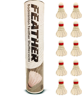 ULTIMATE GOAL White Feather Shuttlecock Set|Consistent Flight & Stability (Pack of 1,10 Piece) Feather Shuttle  - White(Fast, 79, Pack of 1)