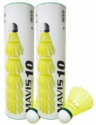 YONEX Mavis 10 ( Japan)-2Box(12pc) Nylon Shuttle  - Yellow, Green(Slow, 75, Pack of 12)