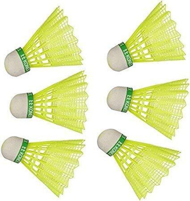 kbb PowerSmash Nylon Shuttlecock – High Durability & Flight Control (Pack of 6) Nylon Shuttle  - Green(Medium Fast, 78, Pack of 6)