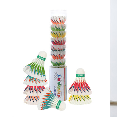 Nongi 2 Color Designer Feather Shuttlecock Parabolic Trajectory for Recreational Play Feather Shuttle  - Multicolor(Medium Fast, 78, Pack of 10)