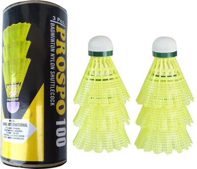 PROSPO Feather Shuttlecocks Badminton Balls Stability Sports for Training (Pack of 6) Nylon Shuttle  - Yellow(Fast, 79, Pack of 6)