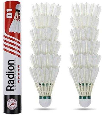 HASS Badminton shuttle cock,feeather pack of 10 Feather Shuttle  - White(Medium Fast, 78, Pack of 10)