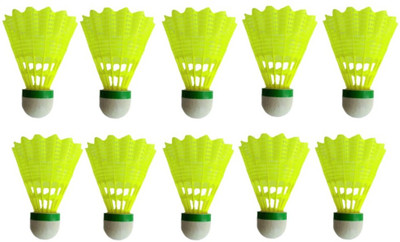 HK Sport & Toys Plastic Badminton Shuttlecock Pack of 10 (Green) Plastic Shuttle  - Green(Fast, 79, Pack of 10)