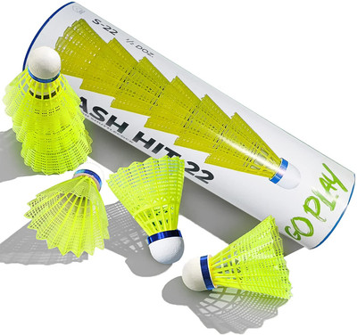 Strauss Smash Hit-22 Nylon | Badminton Nylon Shuttle  - Yellow(Fast, 79, Pack of 6)