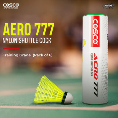COSCO AERO No. 777 Nylon Shuttle Cock (Yellow) Set of 6Pcs Shuttle Cock Aero 777 Nylon Shuttle  - Yellow(Medium, 77, Pack of 1)