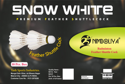 NIMBOLIYA SNOE WHITE Feather Shuttle – White (Fast, 79, Pack Of 10) For Rs. 299 @ 80% off