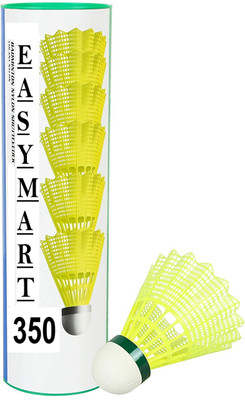Easymart Shuttlecock For Indoor and Outdoor Badminton Green Cap Nylon-Yellow Nylon Shuttle  - Green(Medium, 77, Pack of 6)