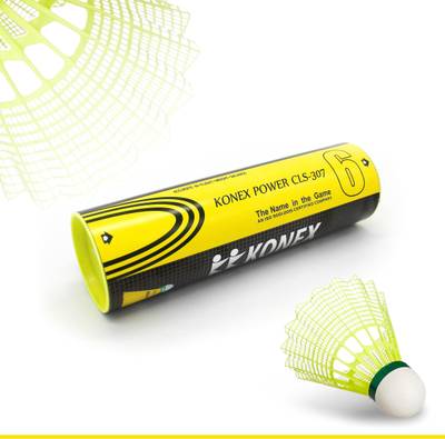 Konex CLS-307 Nylon Shuttlecock (1 Tube of 6 PCS) Nylon Shuttle  - Yellow