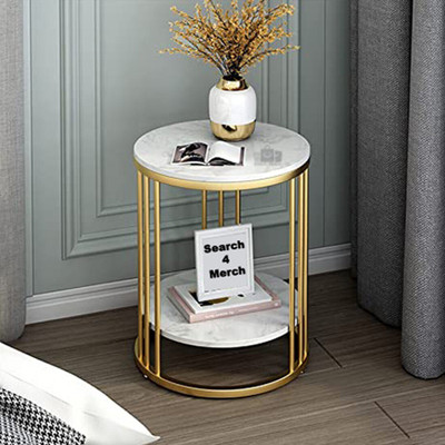 SearchForMerch Bedside Table Metal Bedside Table(Finish Color - Golden & White, Pre-assembled)