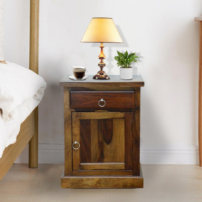 Meera Handicraft A beautiful pure sheesham wood side table Solid Wood Bedside Table(Finish Color - Brown�Finish2, Pre-assembled)