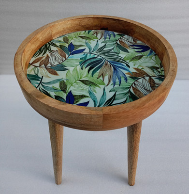 OnlineCraft Solid Wood Side Table(Finish Color - green, DIY(Do-It-Yourself))