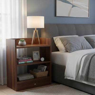 Flipkart Perfect Homes Engineered Wood Bedside Table(Finish Color - Brown, DIY(Do-It-Yourself))