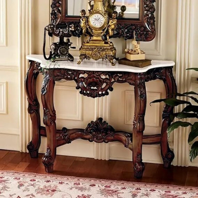Home wood Handmade entryway Classic Look Wooden Console Table for Home Decor (Brown) Solid Wood Console Table(Finish Color - Brown, Pre-assembled)