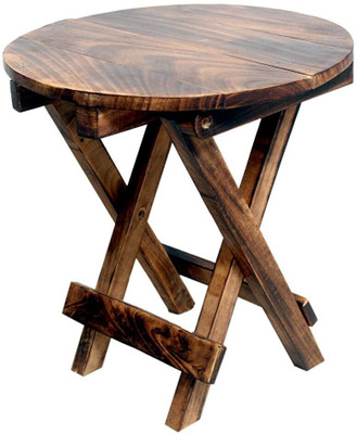 ELAVE HANDICRAFTS Round -Shape End Table in Mango Wood Solid Wood Bedside Table(Finish Color - Antiqe Finish, DIY(Do-It-Yourself))