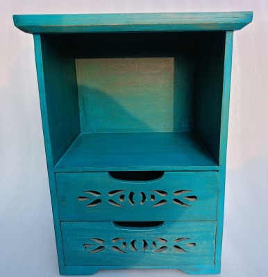 OnlineCraft Solid Wood Bedside Table(Finish Color - blue, DIY(Do-It-Yourself))
