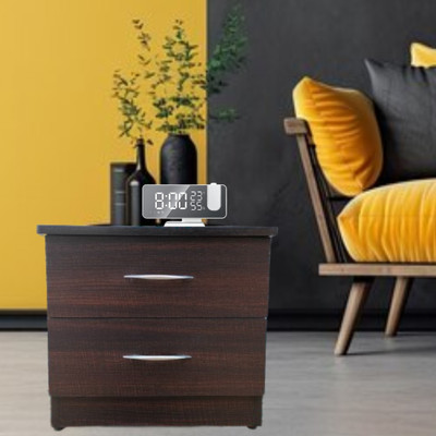 bhawani 2Drawer side table Engineered Wood Side Table(Finish Color - Switch dark, Pre-assembled)