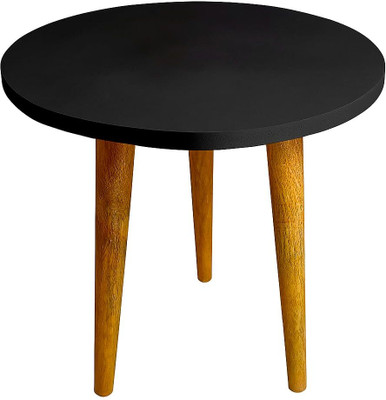etiquette art Wooden Folding Table - Round Shape, Ideal for Living Room Engineered Wood Engineered Wood Side Table(Finish Color - Black, Pre-assembled)