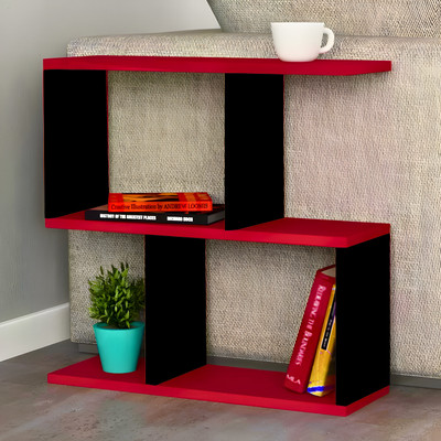 Artival Crafts S-Shape End Table in Engineered Wood Engineered Wood Bedside Table(Finish Color - Black & Red Deco Paint Finishing, DIY(Do-It-Yourself))