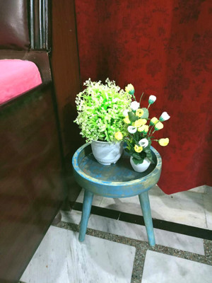 OnlineCraft Solid Wood Side Table(Finish Color - blue, DIY(Do-It-Yourself))
