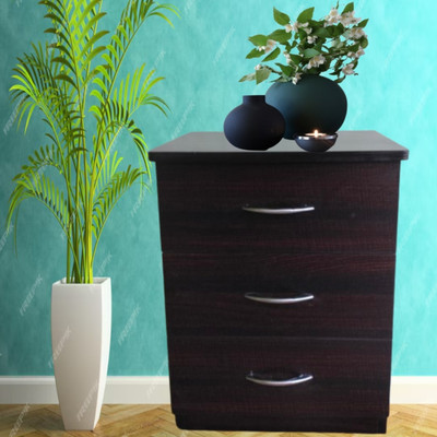 SONAM 3Drawer side table Engineered Wood Side Table(Finish Color - Switch dark, Pre-assembled)