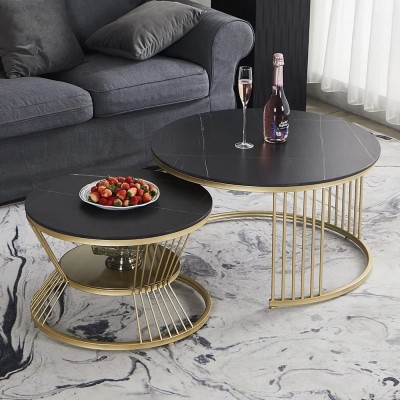 Unique Arts Shoppee Unique Arts Present Metallic Marvel: Embrace Elegance with a Stunning Metal Nesting Table(Finish Color - Black & Golden, Set of - 2, Pre-assembled)