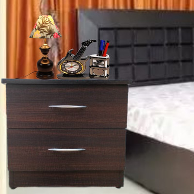 SONAM 2Drawer side table Engineered Wood Side Table(Finish Color - Switch dark, Pre-assembled)