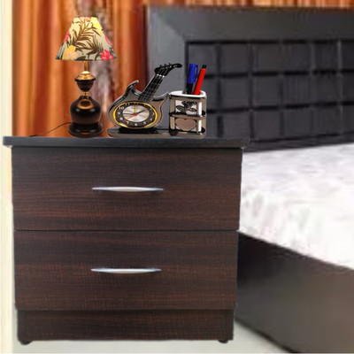 bhawani 2Drawer side table Engineered Wood Side Table(Finish Color - Switch dark, Pre-assembled)