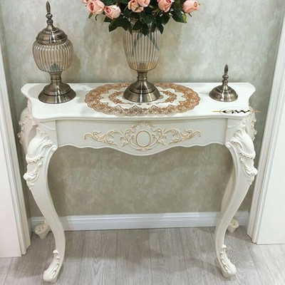 Home wood Handmade entryway Classic Look Wooden Console Table for Home Decor (Brown) Solid Wood Console Table(Finish Color - WHITE, Pre-assembled)