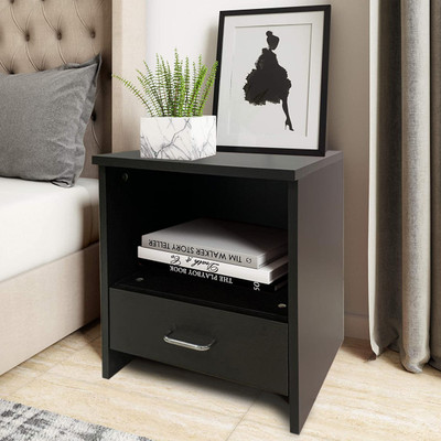 KAWACHI Sofa Side Bedside Table, Bed Side Table with Drawer Engineered Wood Bedside Table(Finish Color - Wenge Black, DIY(Do-It-Yourself))