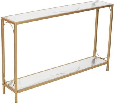 PRITI Narrow Console Entryway Table, Rustic Surface Skinny Sofa Table with Storage Stone Console Table(Finish Color - Golden Laminated Marble Table top, DIY(Do-It-Yourself))