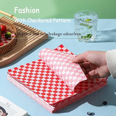 soft cozi 50 pcs Greaseproof Butter Paper Sheets, Red Printed Placemat Paper Silhouette Paper Sheet(10 inch  x  10 inch)