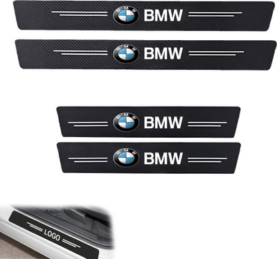 Avedia 4Pcs Car Door Sill Protector Reflective 4D Carbon Fiber Leather Sticker (BBMW) Door Sill Plate