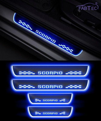 CARZEX Premium Quality Car Door Foot Step Blue LED Sill Plate for Mahindra Scorpio. Door Sill Plate